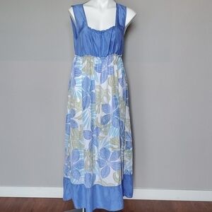 Vtg 90s Y2K 100% Silk Milkmade Babydoll Square Neckline Sleeveless Maxi Dress M